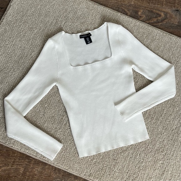 Sincerely Jules Square Neck Long Sleeve Crop Top White - Size S - Picture 3 of 8